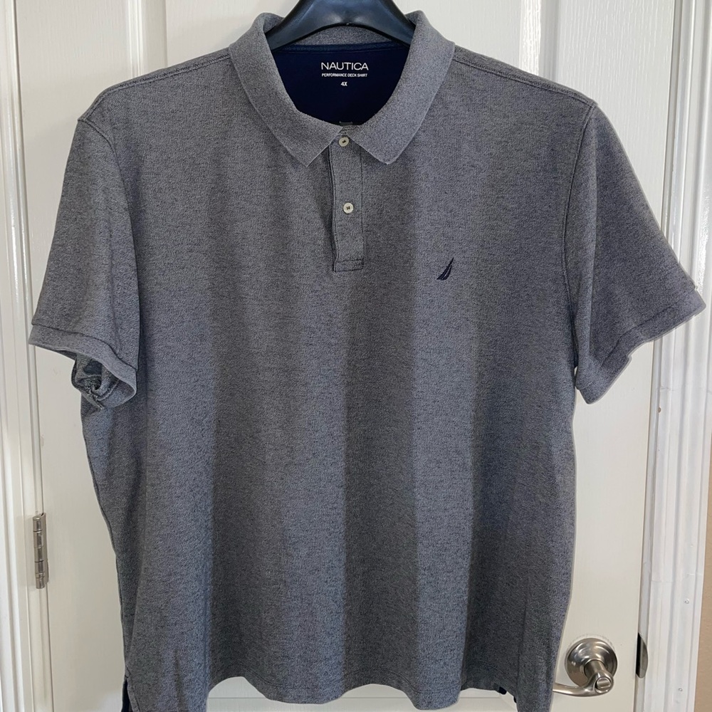 Nautica Gray Polo Shirt Classic Design Short Sleeves